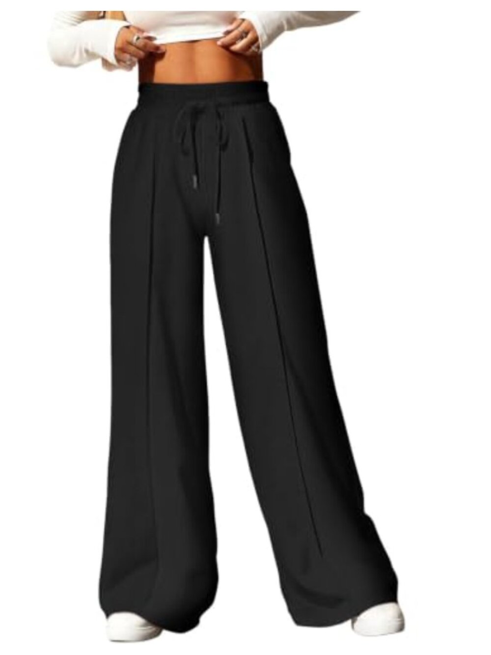 High Waisted Wide Leg Sweatpants Pleated Drawstring Baggy Joggers